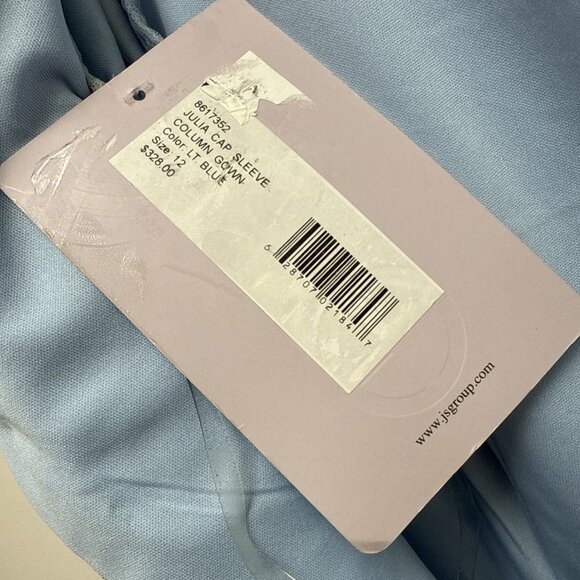 New JS Collections Size 12 Julia Blue Cap Sleeve Sequin Column Gown Maxi Dress - Picture 11 of 13